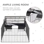 Small Animal Hutch 35L Cage with Wheels Bunny Playpen House Black for Guinea Pig Chinchilla - Image 4