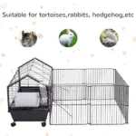 Small Animal Hutch 35L Cage with Wheels Bunny Playpen House Black for Guinea Pig Chinchilla - Image 5