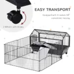 Small Animal Hutch 35L Cage with Wheels Bunny Playpen House Black for Guinea Pig Chinchilla - Image 6