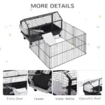 Small Animal Hutch 35L Cage with Wheels Bunny Playpen House Black for Guinea Pig Chinchilla - Image 7