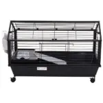 Small Animal Hutch 35L Cage with Wheels Bunny Playpen House Black for Guinea Pig Chinchilla - Image 9