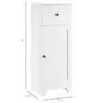 Small Bathroom Floor Storage Cabinet Free Standing Cupboard Organizer with 1 Drawer and Adjustable Shelf for Living Room, White - Image 3