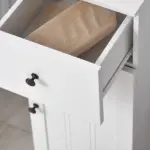 Small Bathroom Floor Storage Cabinet Free Standing Cupboard Organizer with 1 Drawer and Adjustable Shelf for Living Room, White - Image 8