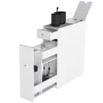 HOMCOM Small Bathroom Storage Cabinet Slim Wooden Toilet Floor Organizer with Drawers White