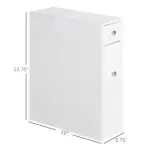 HOMCOM Small Bathroom Storage Cabinet Slim Wooden Toilet Floor Organizer with Drawers White - Image 3