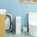 HOMCOM Small Bathroom Storage Cabinet Slim Wooden Toilet Floor Organizer with Drawers White - Image 6