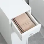 HOMCOM Small Bathroom Storage Cabinet Slim Wooden Toilet Floor Organizer with Drawers White - Image 7