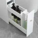 HOMCOM Small Bathroom Storage Cabinet Slim Wooden Toilet Floor Organizer with Drawers White - Image 9
