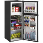 HOMCOM Small Fridge with Freezer, 4 Cu Ft Refrigerator with Reversible Doors, Black - Image 11