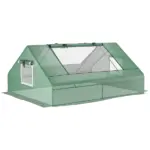 Outsunny Small Greenhouse 71 x 55 x 32 Outdoor Flower Planter Hot House with Zipper Windows and Door Green