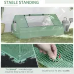 Outsunny Small Greenhouse 71 x 55 x 32 Outdoor Flower Planter Hot House with Zipper Windows and Door Green - Image 5