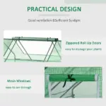 Outsunny Small Greenhouse 71 x 55 x 32 Outdoor Flower Planter Hot House with Zipper Windows and Door Green - Image 6