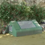 Outsunny Small Greenhouse 71 x 55 x 32 Outdoor Flower Planter Hot House with Zipper Windows and Door Green - Image 10