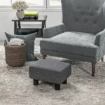 Small Ottoman Foot Rest, Foot Stool with Linen Fabric Upholstery and Plastic Legs, Cube Ottoman, Charcoal Gray - Image 2