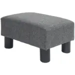 Small Ottoman Foot Rest, Foot Stool with Linen Fabric Upholstery and Plastic Legs, Cube Ottoman, Charcoal Gray - Image 11