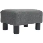 Small Ottoman Foot Rest, Foot Stool with Linen Fabric Upholstery and Plastic Legs, Cube Ottoman, Charcoal Gray