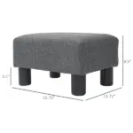 Small Ottoman Foot Rest, Foot Stool with Linen Fabric Upholstery and Plastic Legs, Cube Ottoman, Charcoal Gray - Image 3