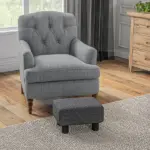 Small Ottoman Foot Rest, Foot Stool with Linen Fabric Upholstery and Plastic Legs, Cube Ottoman, Charcoal Gray - Image 10