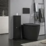 HOMCOM Small Toilet Paper Cabinet, Bathroom Corner Cabinet with Doors and Shelves for Paper Shampoo, Black - Image 2