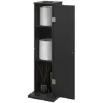 HOMCOM Small Toilet Paper Cabinet, Bathroom Corner Cabinet with Doors and Shelves for Paper Shampoo, Black