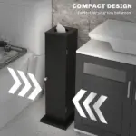 HOMCOM Small Toilet Paper Cabinet, Bathroom Corner Cabinet with Doors and Shelves for Paper Shampoo, Black - Image 4