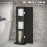 HOMCOM Small Toilet Paper Cabinet, Bathroom Corner Cabinet with Doors and Shelves for Paper Shampoo, Black - Image 5
