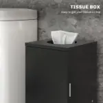 HOMCOM Small Toilet Paper Cabinet, Bathroom Corner Cabinet with Doors and Shelves for Paper Shampoo, Black - Image 6