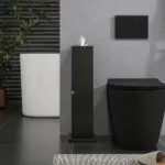 HOMCOM Small Toilet Paper Cabinet, Bathroom Corner Cabinet with Doors and Shelves for Paper Shampoo, Black - Image 7