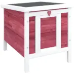 PawHut Small Wooden Rabbit Hutch Bunny Guinea Pig Dog House with Waterproof Openable Roof Red - Image 11