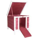 PawHut Small Wooden Rabbit Hutch Bunny Guinea Pig Dog House with Waterproof Openable Roof Red