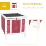 PawHut Small Wooden Rabbit Hutch Bunny Guinea Pig Dog House with Waterproof Openable Roof Red - Image 5