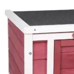 PawHut Small Wooden Rabbit Hutch Bunny Guinea Pig Dog House with Waterproof Openable Roof Red - Image 8