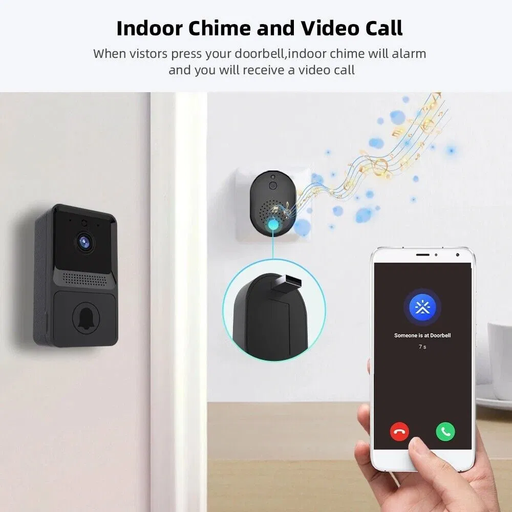 2.4GHz WiFi Video Doorbell with Chime, Two-Way Audio and Night Vision