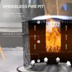 Outsunny Smokeless Fire Pit Portable Magnesium Oxide Bonfire Stove with Mat Black For Patio and Picnic - Image 4