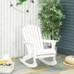 Snowy White Adirondack Rocking Chair for Outdoor Spaces, Slatted Back Design - Image 2