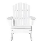 Snowy White Adirondack Rocking Chair for Outdoor Spaces, Slatted Back Design - Image 11