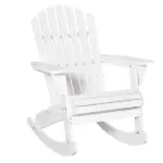 Snowy White Adirondack Rocking Chair for Outdoor Spaces, Slatted Back Design