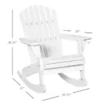 Snowy White Adirondack Rocking Chair for Outdoor Spaces, Slatted Back Design - Image 3