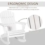 Snowy White Adirondack Rocking Chair for Outdoor Spaces, Slatted Back Design - Image 5