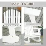 Snowy White Adirondack Rocking Chair for Outdoor Spaces, Slatted Back Design - Image 6