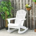 Snowy White Adirondack Rocking Chair for Outdoor Spaces, Slatted Back Design - Image 10