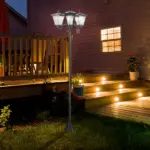 Outsunny Solar Lamp Post Lights 72 Outdoor Triple-Head Street Vintage for Backyard Garden Pathway Driveway - Image 2