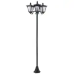 Outsunny Solar Lamp Post Lights 72 Outdoor Triple-Head Street Vintage for Backyard Garden Pathway Driveway