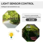 Outsunny Solar Lamp Post Lights 72 Outdoor Triple-Head Street Vintage for Backyard Garden Pathway Driveway - Image 4