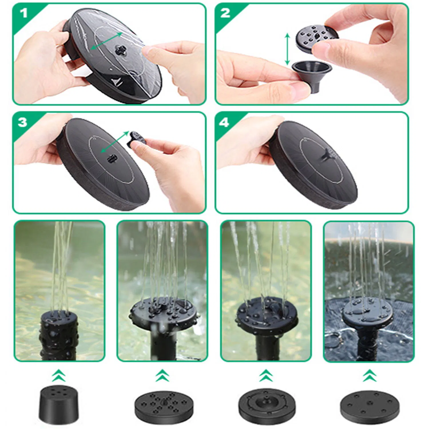 1.4W Solar Bird Bath Fountain Pump with 4 Nozzles