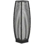 Outsunny Solar-Powered Rattan Floor Lamp, Auto On/Off LED Outdoor Garden Lantern, Pathway Light, Gray