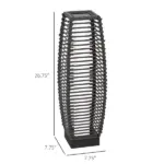 Outsunny Solar-Powered Rattan Floor Lamp, Auto On/Off LED Outdoor Garden Lantern, Pathway Light, Gray - Image 3