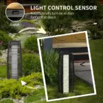 Outsunny Solar-Powered Rattan Floor Lamp, Auto On/Off LED Outdoor Garden Lantern, Pathway Light, Gray - Image 6