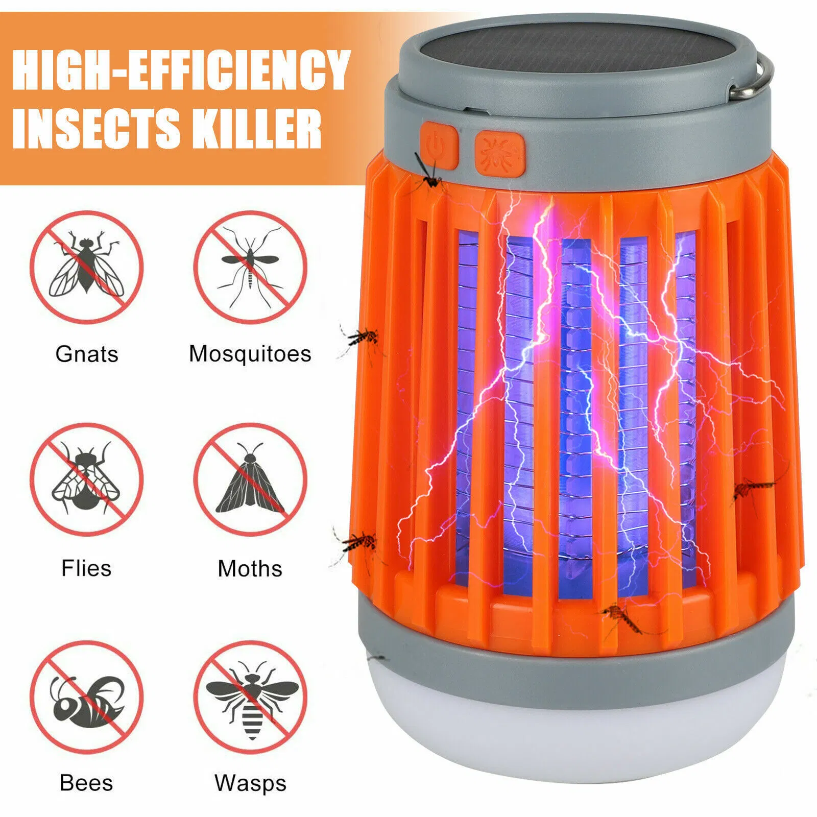 Solar USB Bug Zapper Light for Mosquitoes Flies and Insects