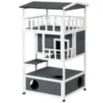 Solid Wood 4-Floor Cat Condo with Litter Box Space Multi-Level Cat Villa - Image 11